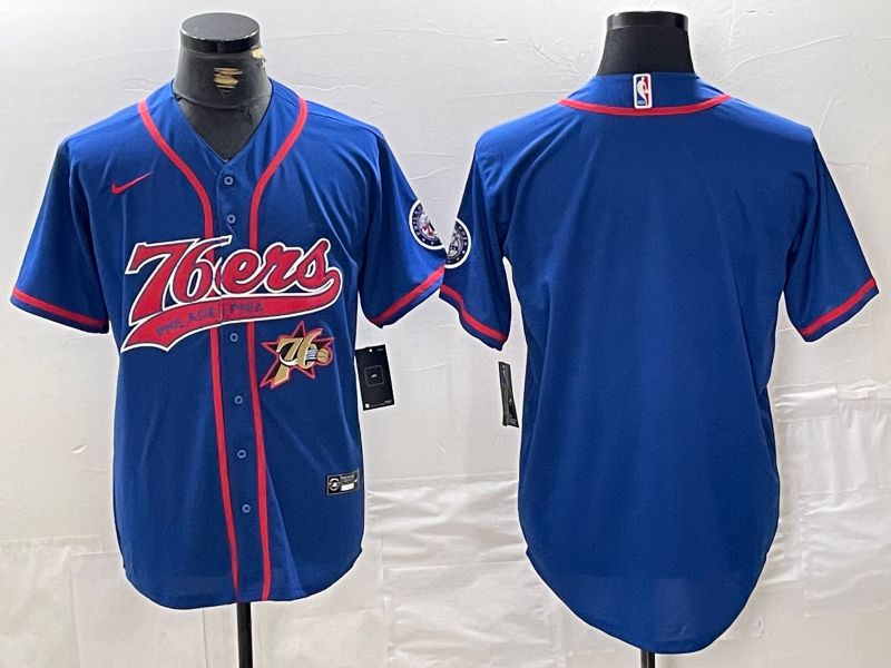 Men Philadelphia 76ers Blank Blue Jointly 2024 Nike NBA Jersey style 2->minnesota vikings->NFL Jersey